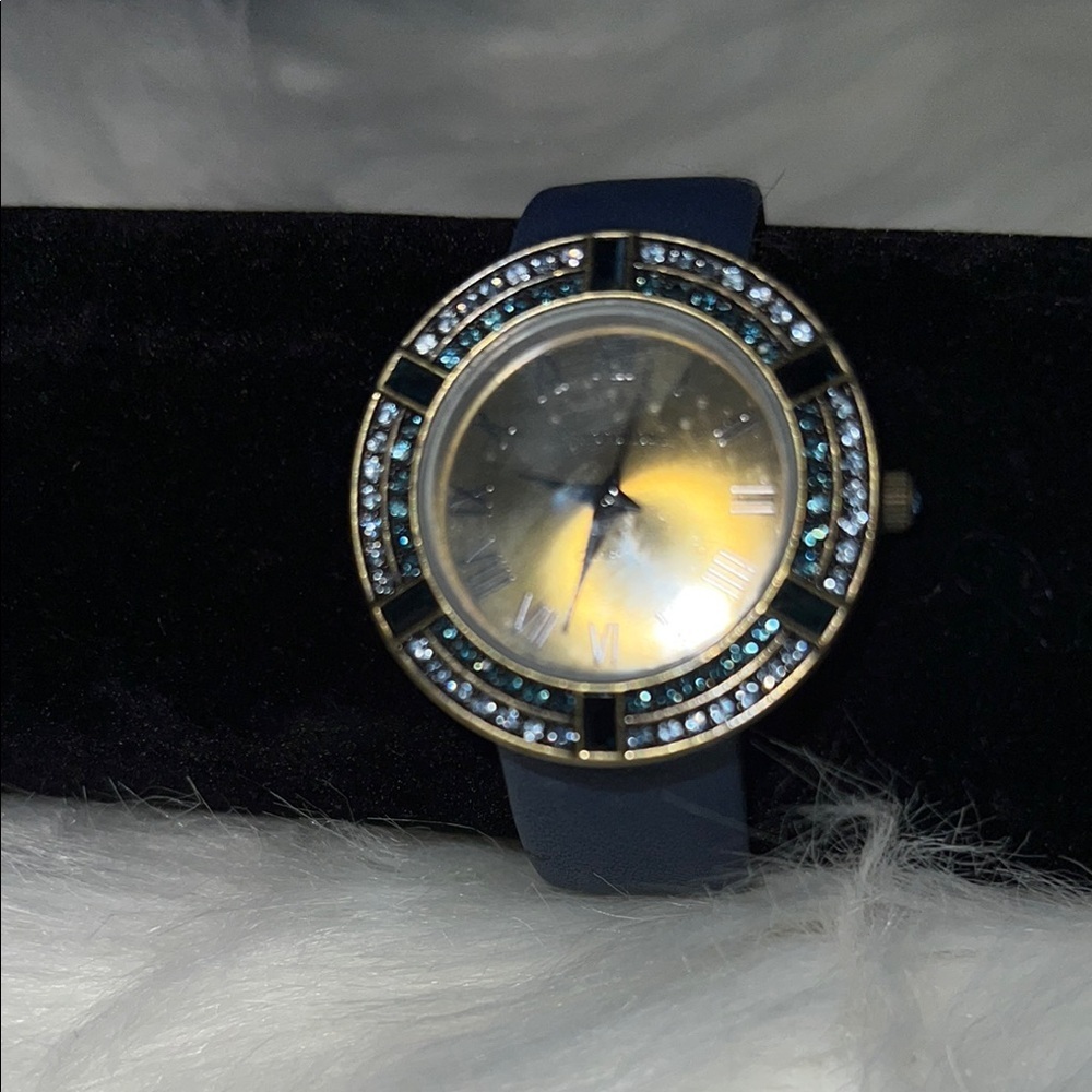 Elegant Blue and Gold Watch with Crystal Accents by Heidi Daus. WA442